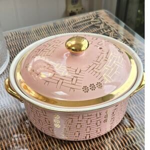 Vintage Pink Halls Superior Quality Kitchenware Covered Casserole Dish